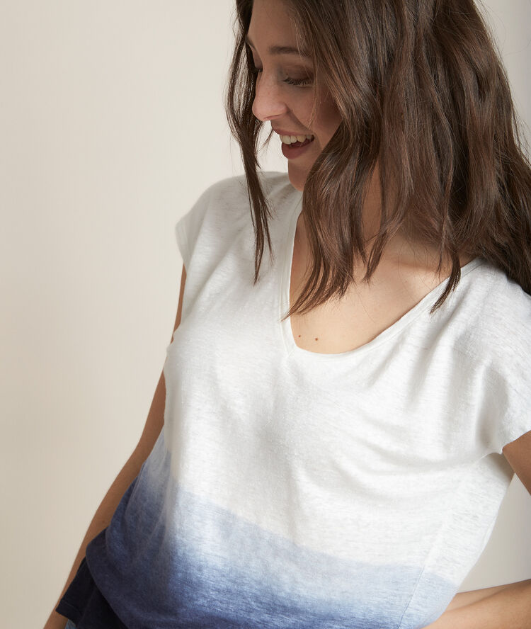 Ruban tie dye linen t-shirt pearly white.