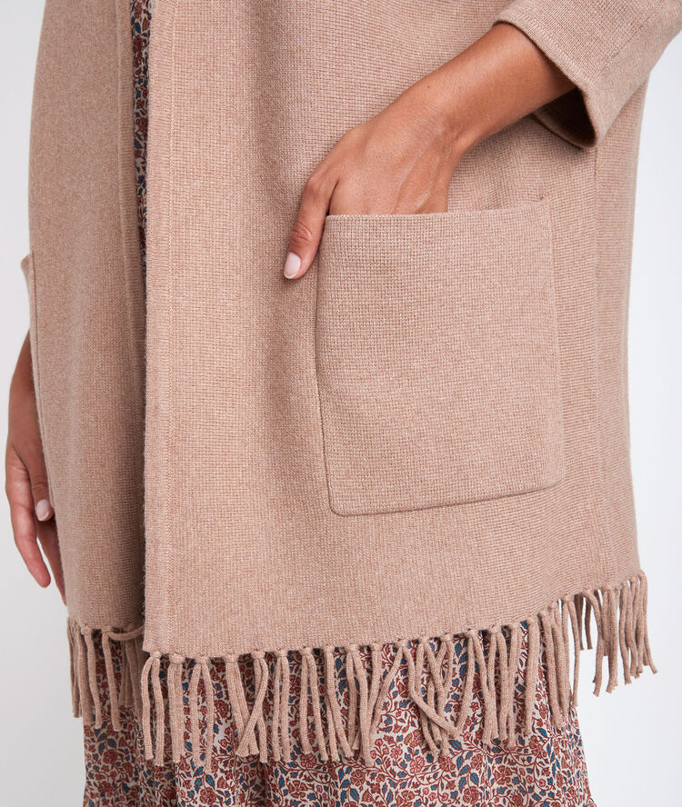 Roxie knitted jacket with tassels havane.
