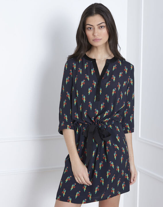 Louna navy parrot print dress | 1-2-3 Louna navy parrot print dress PhotoZ | 1-2-3