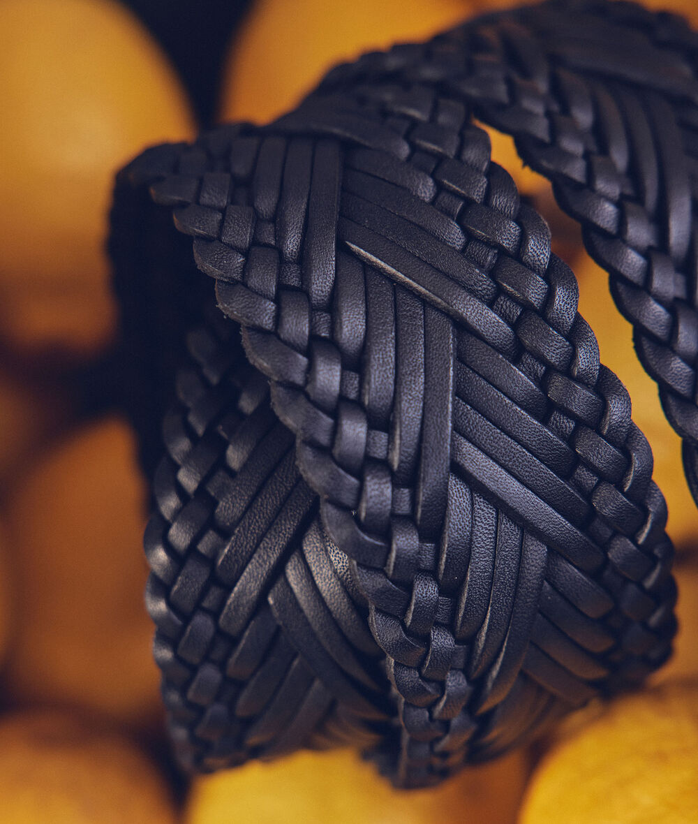 Bill wide black braided leather belt PhotoZ | 1-2-3