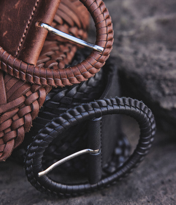 Bill wide black braided leather belt PhotoZ | 1-2-3