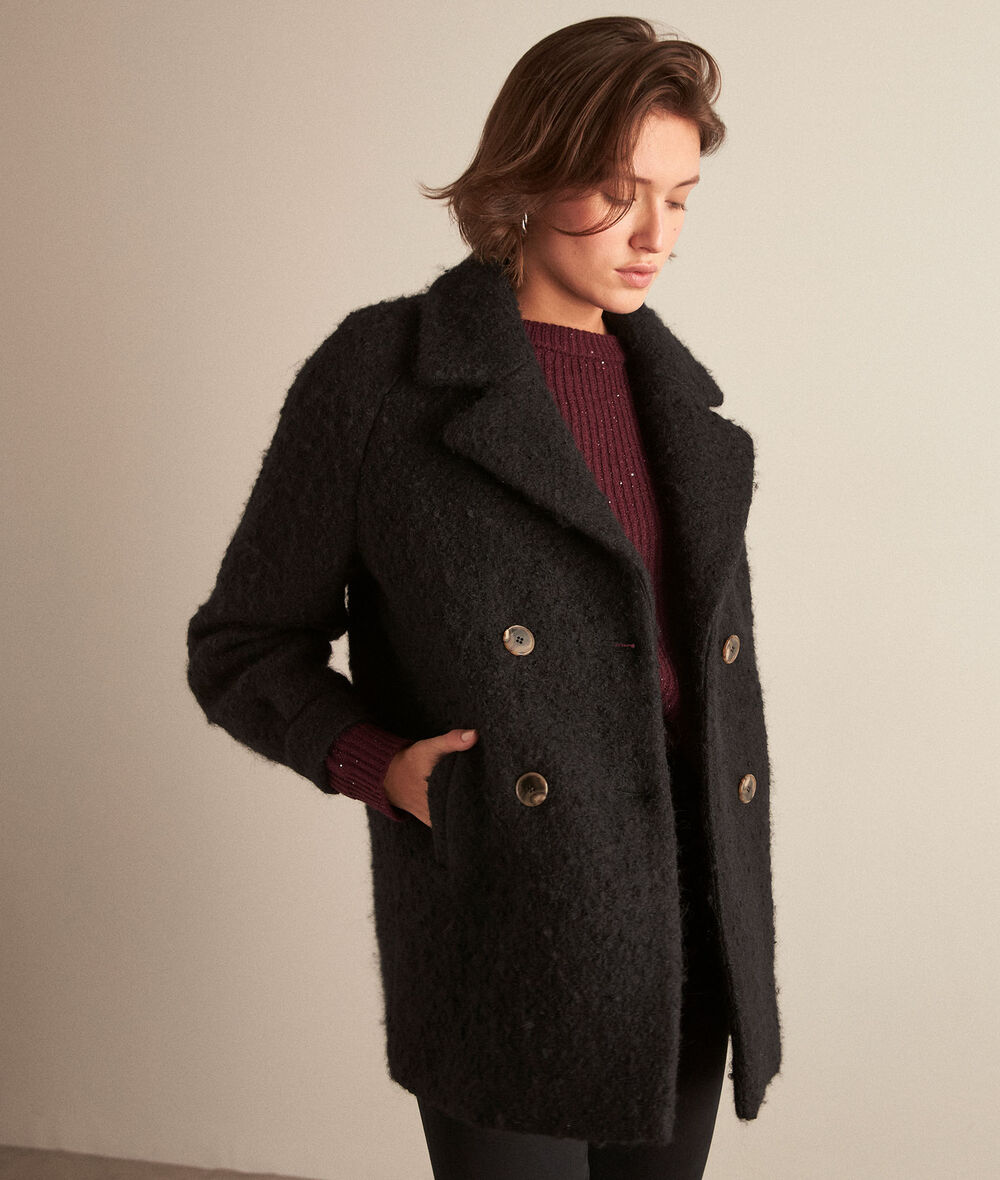Maylis short black downy wool coat PhotoZ | 1-2-3