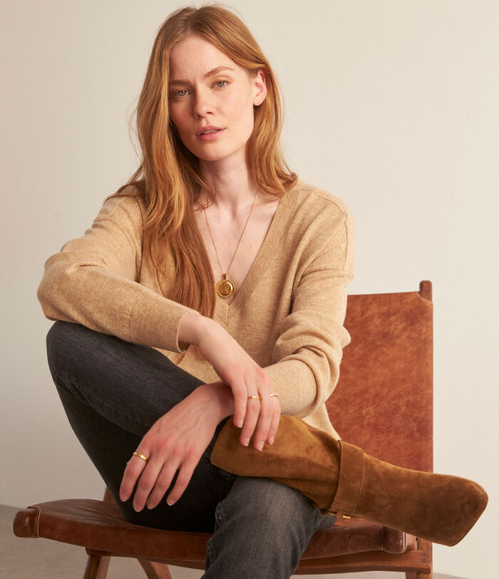 Bradley beige responsible wool and cashmere jumper