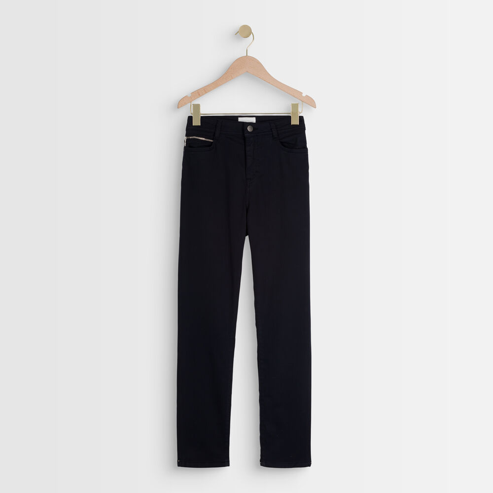 The iconic sultan navy slim-fit cotton satin jeans navy blue.