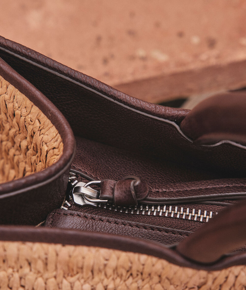 Fay raffia and leather shopping bag PhotoZ | 1-2-3