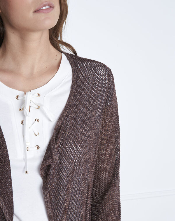 Brown waistcoat in noisette metallised viscose chocolate.