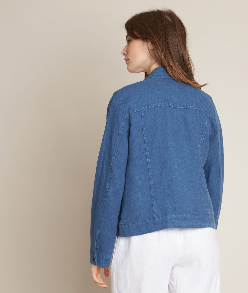 Clem indigo linen jacket light duck egg blue.