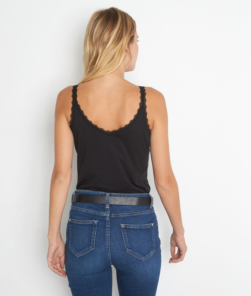 Rosa black cotton tank top noir.