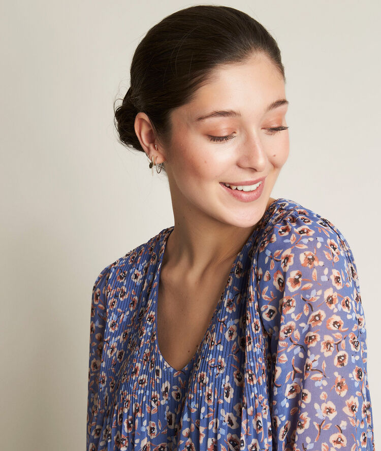 Eva pleated printed blouse cloud.