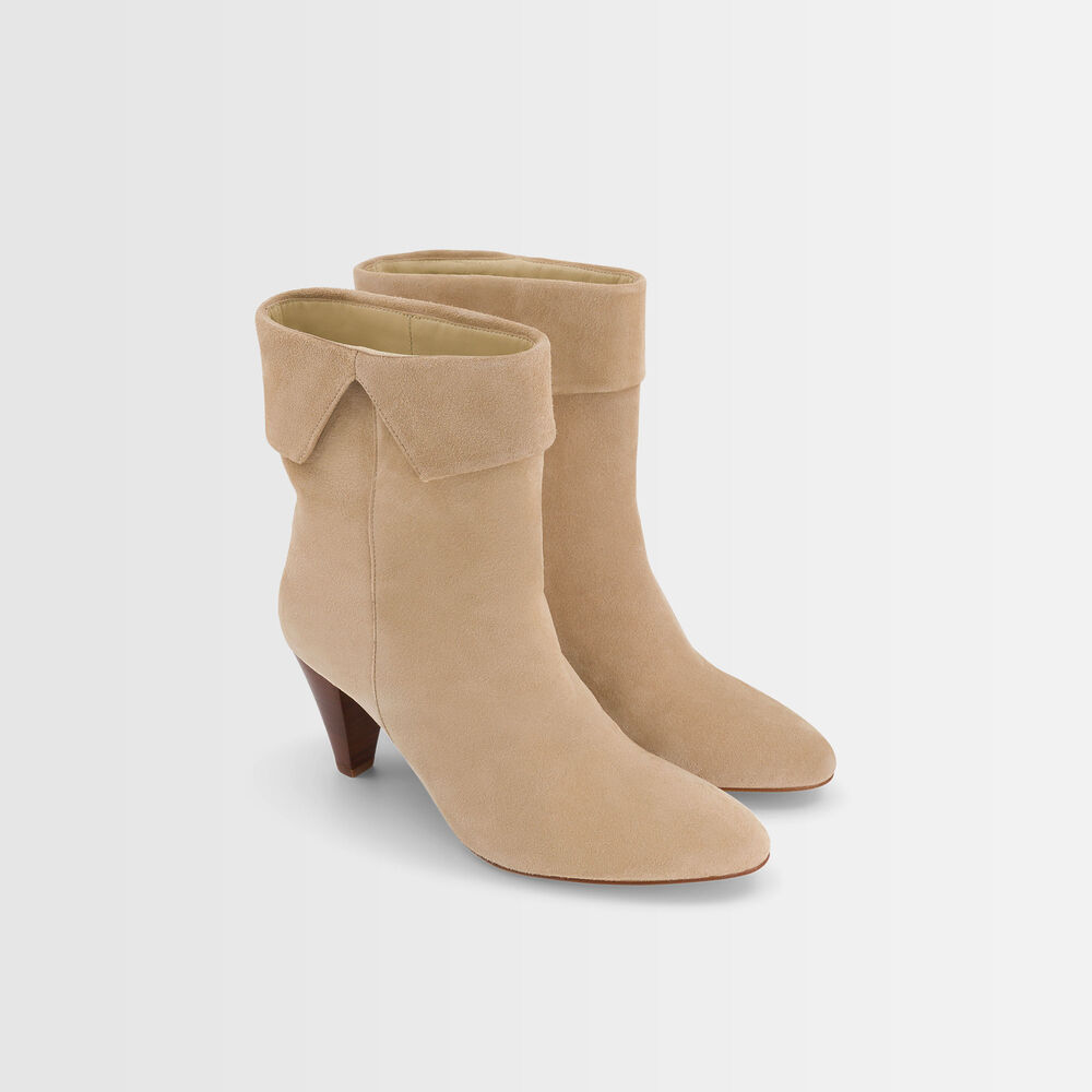 Valencia cream high-heeled ankle boots naturel.