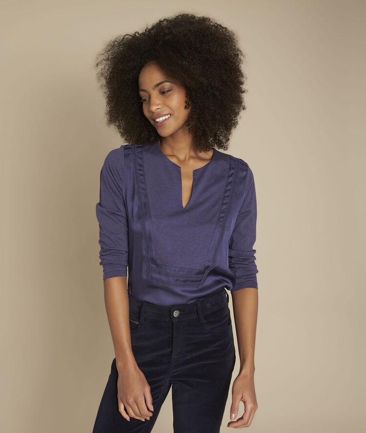 Charmeur blue two-material top petrol blue.