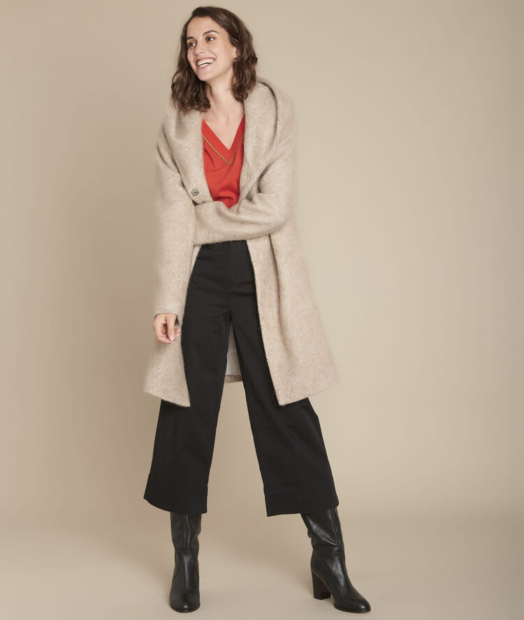 Carla two-fabric v-neck t-shirt terracotta.