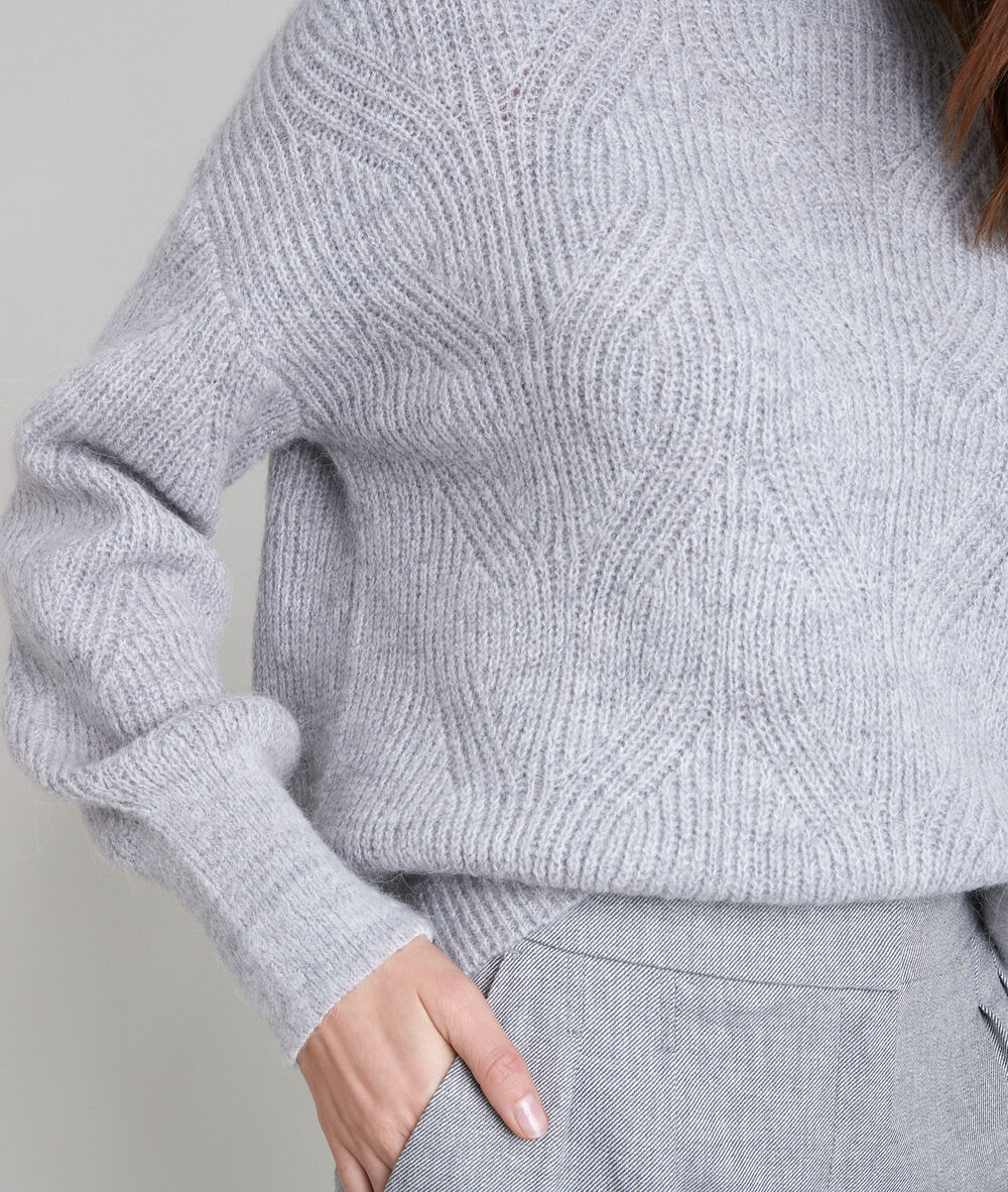 Aleka grey wool blend jumper gris pale.
