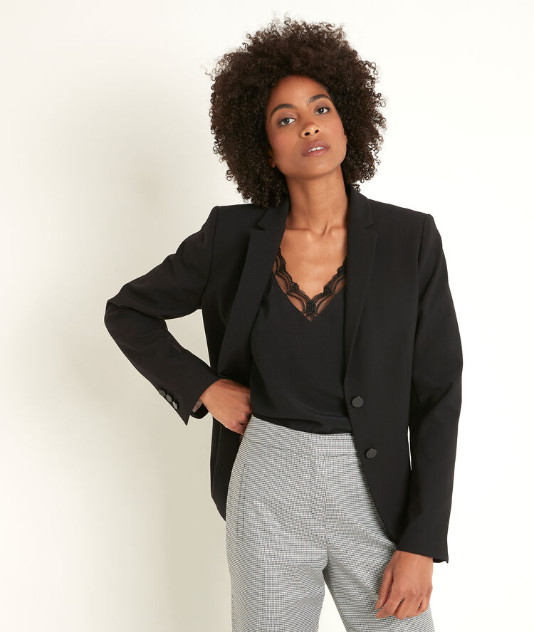 Sarry black microfibre jacket black.