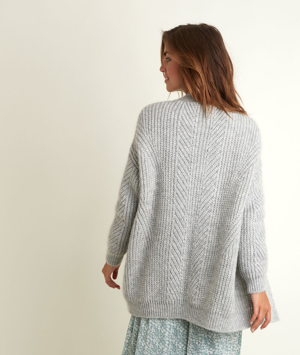 Rejane grey mohair blend cardigan gris pale.