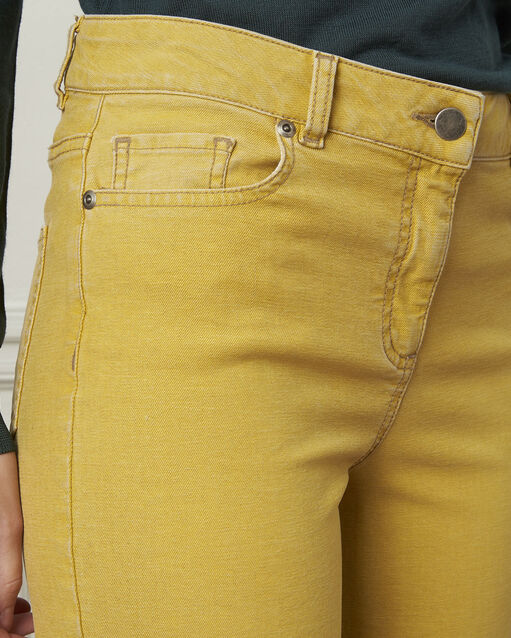 Chica yellow flared cotton jeans aniseed.