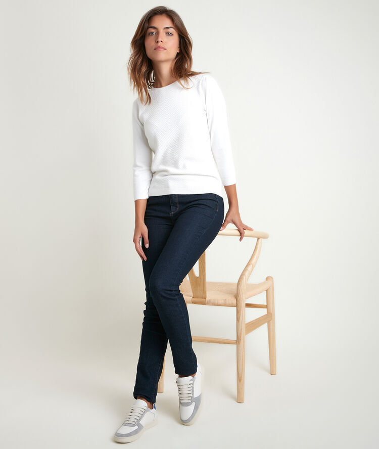 Rimel ecru honeycomb pullover ecru.
