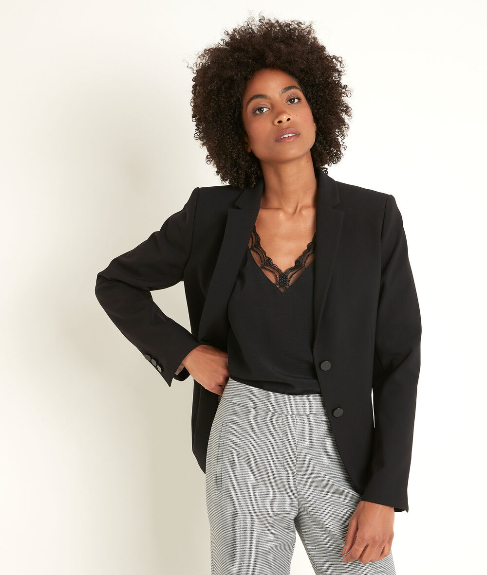 Sarry black microfibre jacket black.