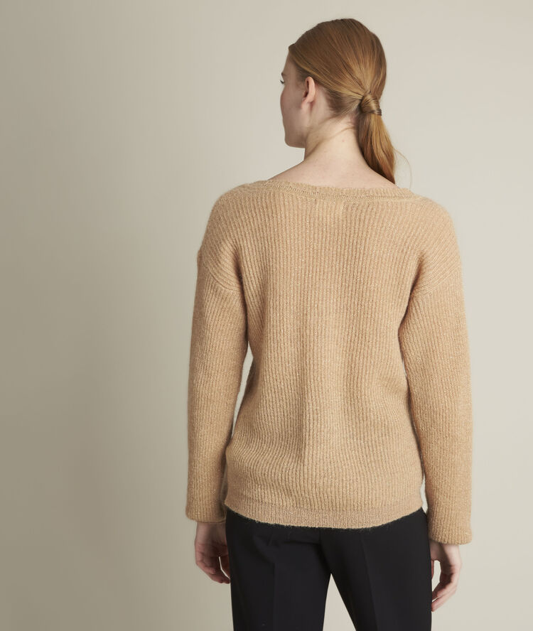 Flambeur tan lurex pullover havana brown.