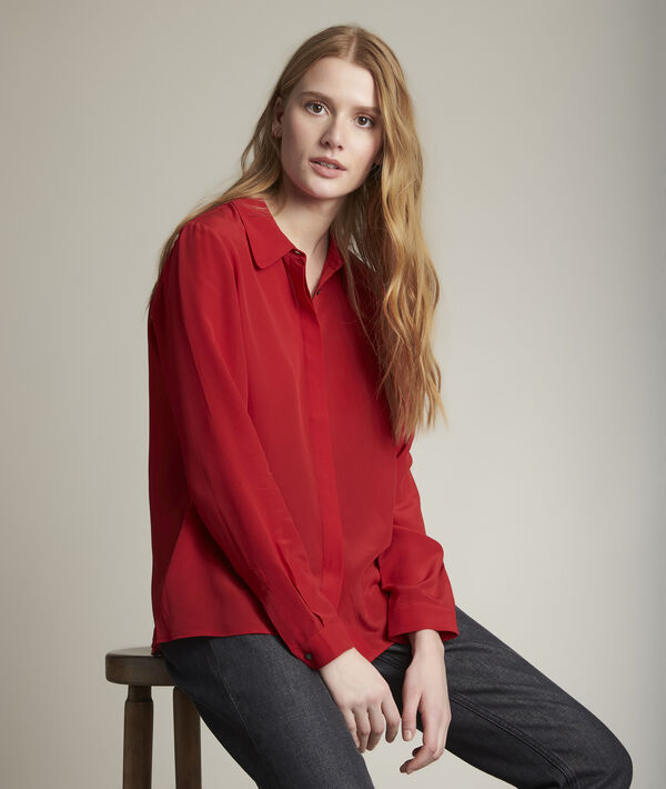 Maelle red silk shirt | 1-2-3 Maelle red silk shirt PhotoZ | 1-2-3