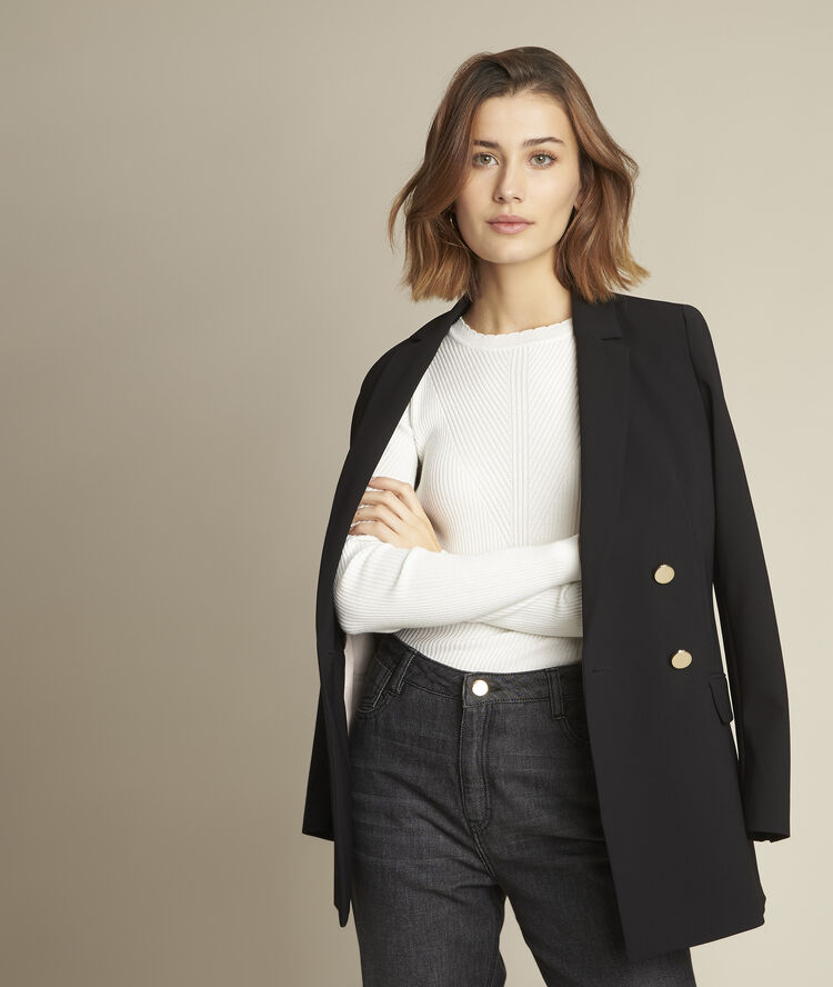 Délice ecru-coloured ribbed jumper ecru.