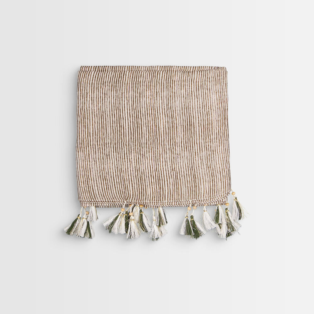 Bayron striped fringed scarf bronze.