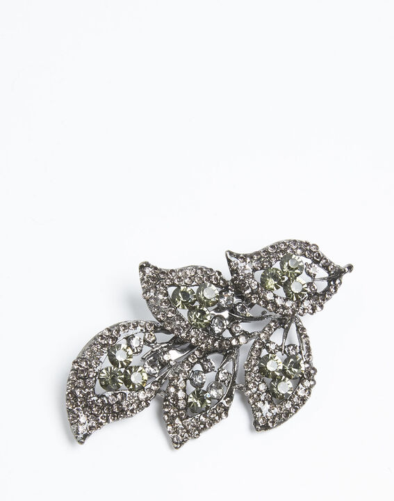 Xelia leaf brooch with black stones | 1-2-3 Xelia leaf brooch with black stones PhotoZ | 1-2-3