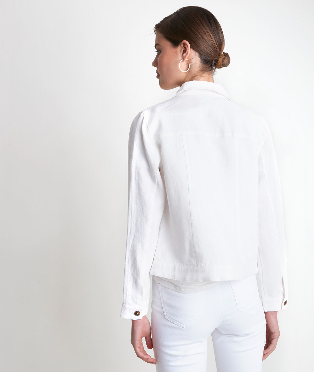 Clem ecru short linen jacket vanille.