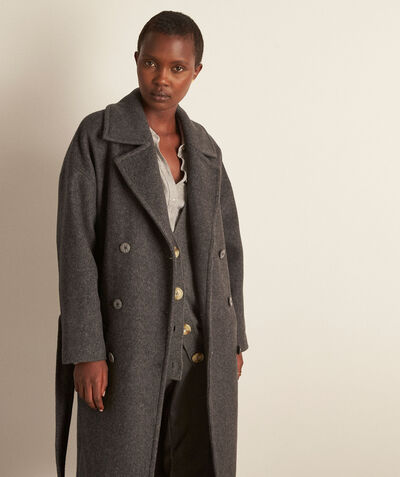 Matis long charcoal recycled wool coat PhotoZ | 1-2-3