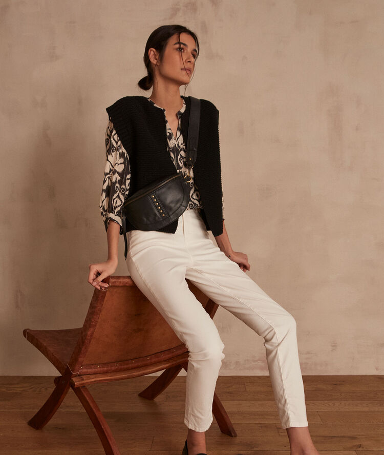 The iconic sultan ecru slim-fit cotton satin trousers ecru.