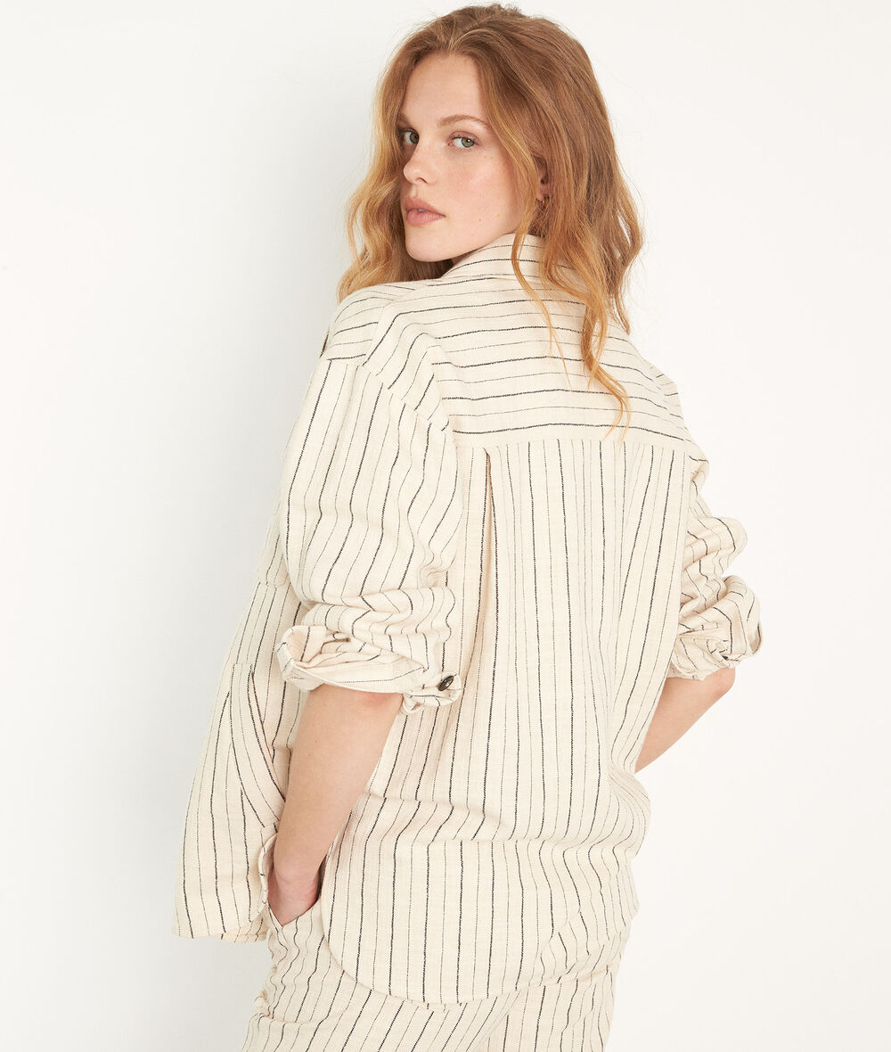 RITA ecru cotton striped overshirt  PhotoZ | 1-2-3