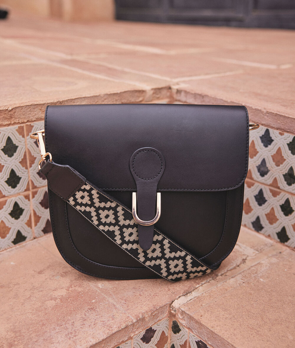 Flore black leather messenger bag PhotoZ | 1-2-3