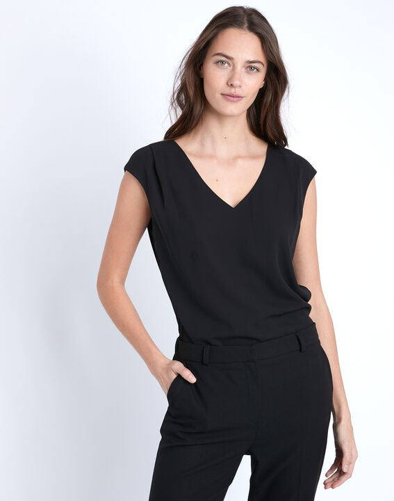 Neptune black V-neck blouse | 1-2-3 Neptune black V-neck blouse PhotoZ | 1-2-3