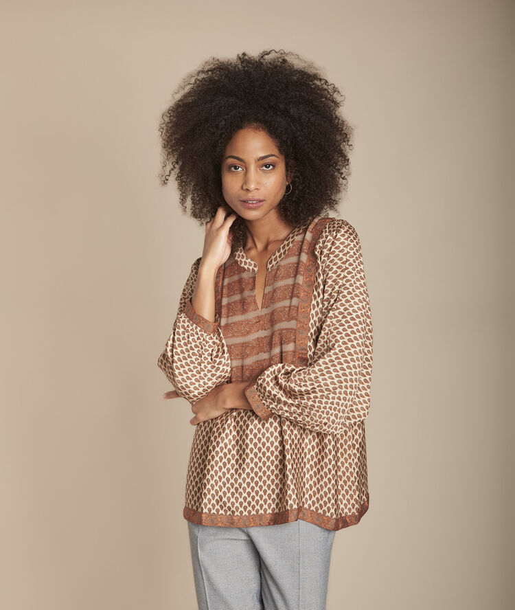 Manon mahogany boho print blouse caramel.