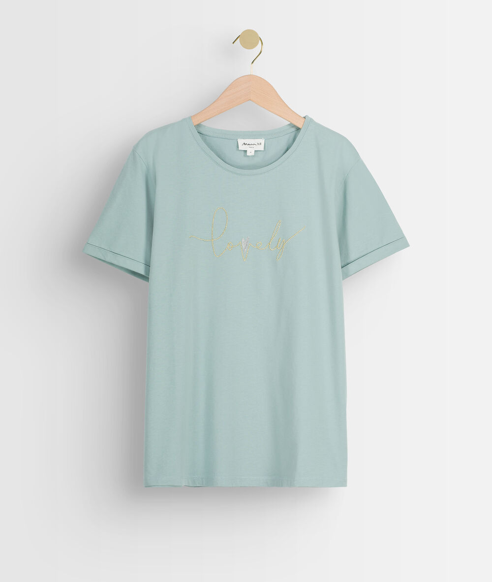 Iclaire celadon cotton t-shirt celadon.