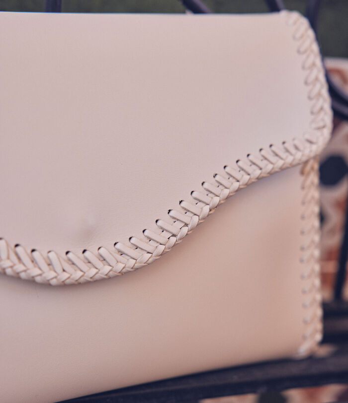 Fabre large flat cream leather clutch bag PhotoZ | 1-2-3