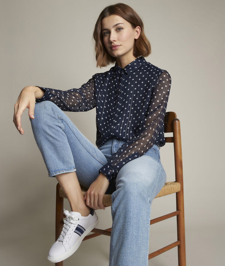 Evita polka dot blouse navy blue.