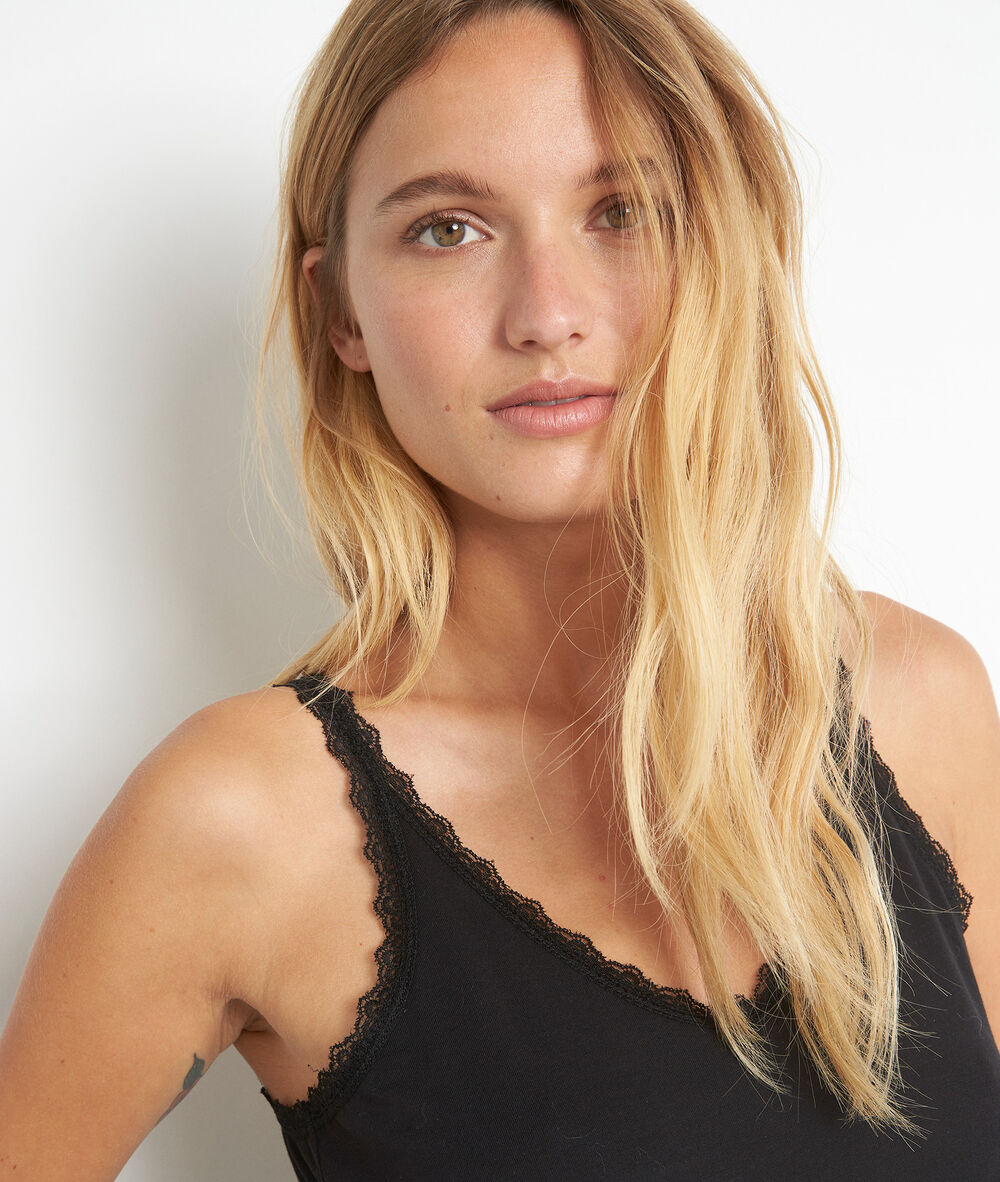 Rosa black cotton tank top noir.