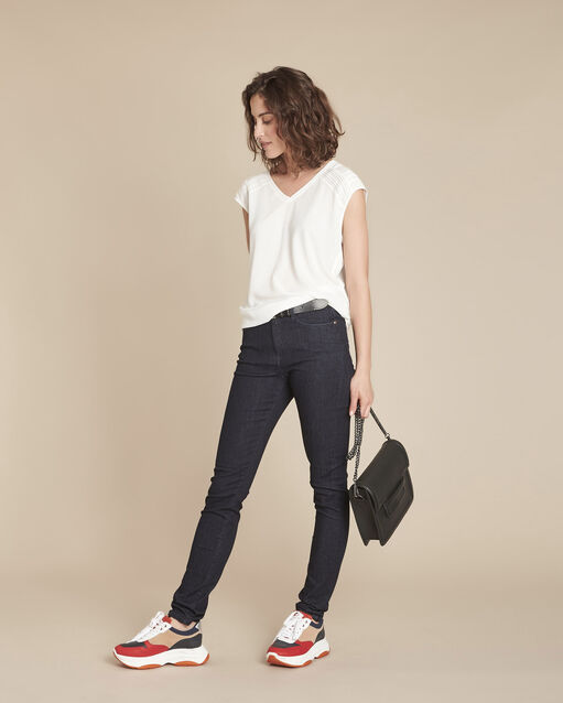 Maelia ecru lace dual-fabric top (2) - Maison 123