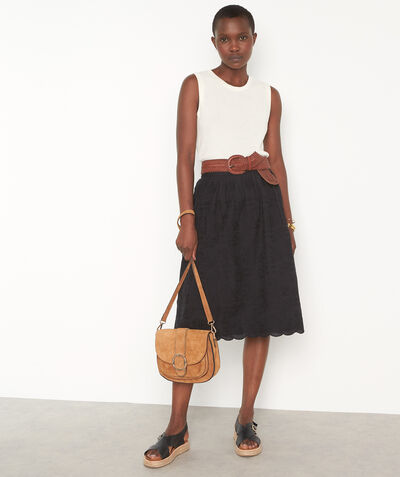 Desideria black romantic embroidered cotton skirt PhotoZ | 1-2-3
