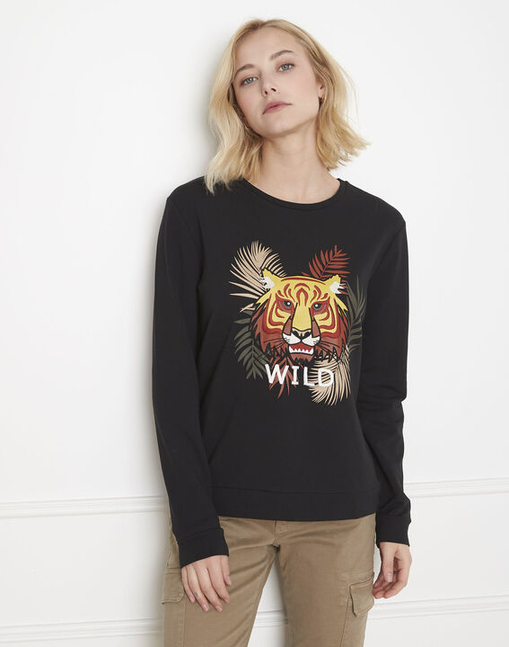 Planete black tiger print sweatshirt | 1-2-3 Planete black tiger print sweatshirt PhotoZ | 1-2-3