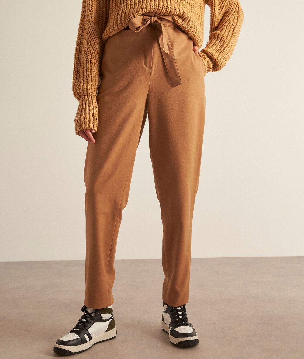 Barbara beige paperbag style trousers PhotoZ | 1-2-3