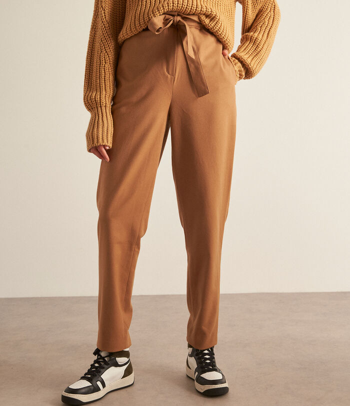 Barbara beige paperbag style trousers