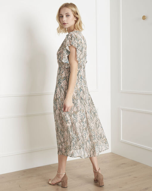 Ludo ecru floral print dress powder.