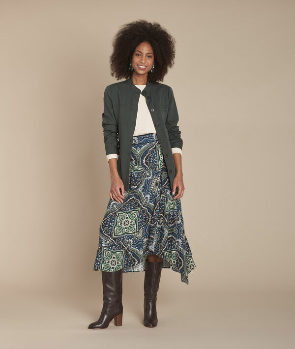 Kashmir navy paisley print wrap skirt | 1-2-3 Kashmir navy paisley print wrap skirt PhotoZ | 1-2-3