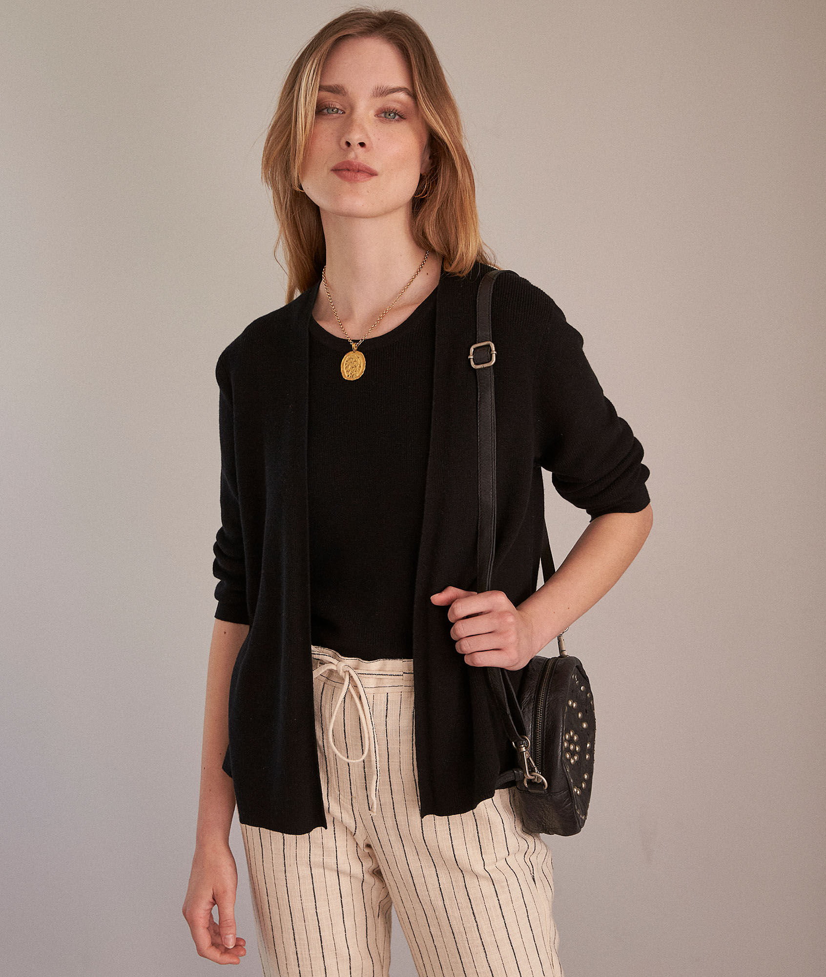 linen fine-knit cardigan 