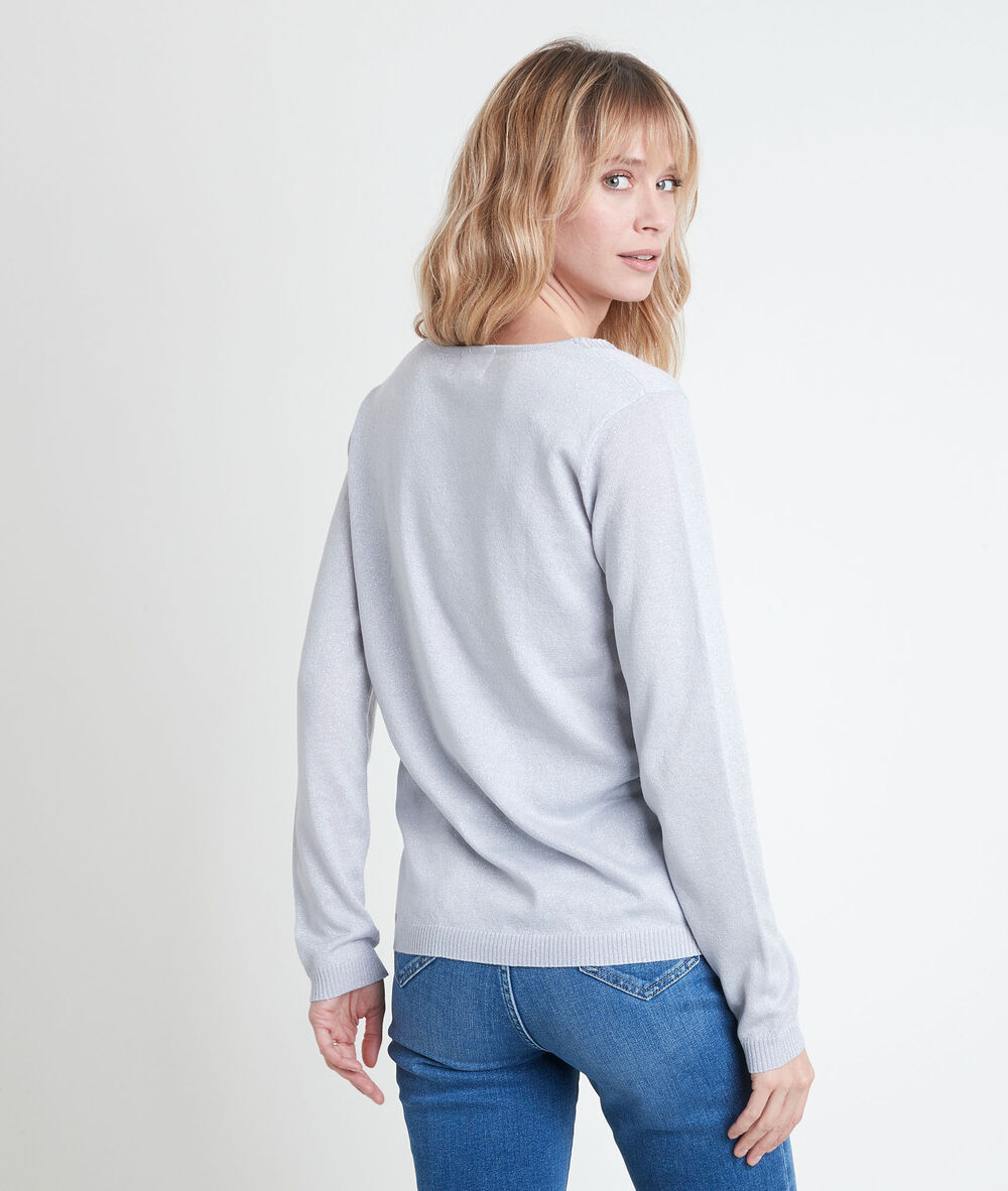 Ryo sparkly silver lightweight pullover argent.