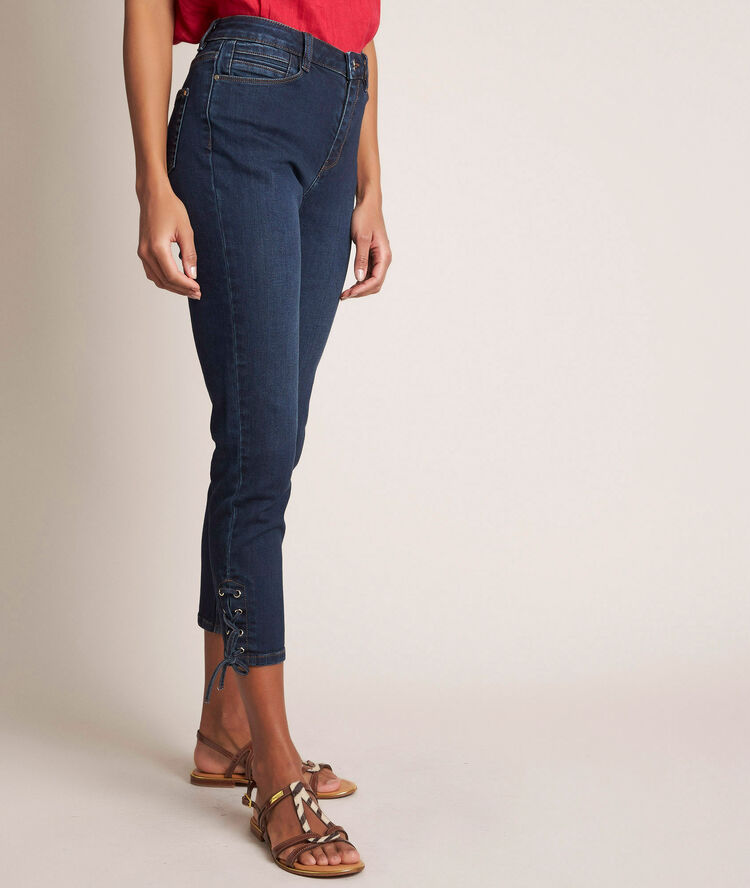 Agatha, the iconic raw slim laced jeans raw denim.