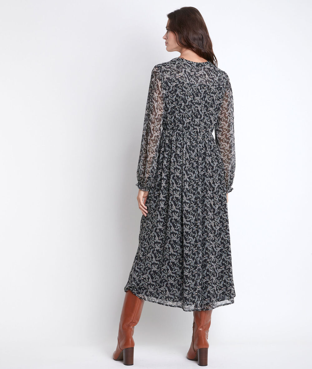 Louise long floral printed dress noir.