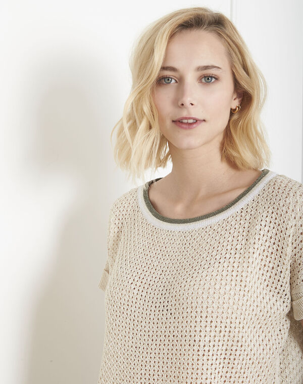 Aerien cream lurex openwork pullover cream.